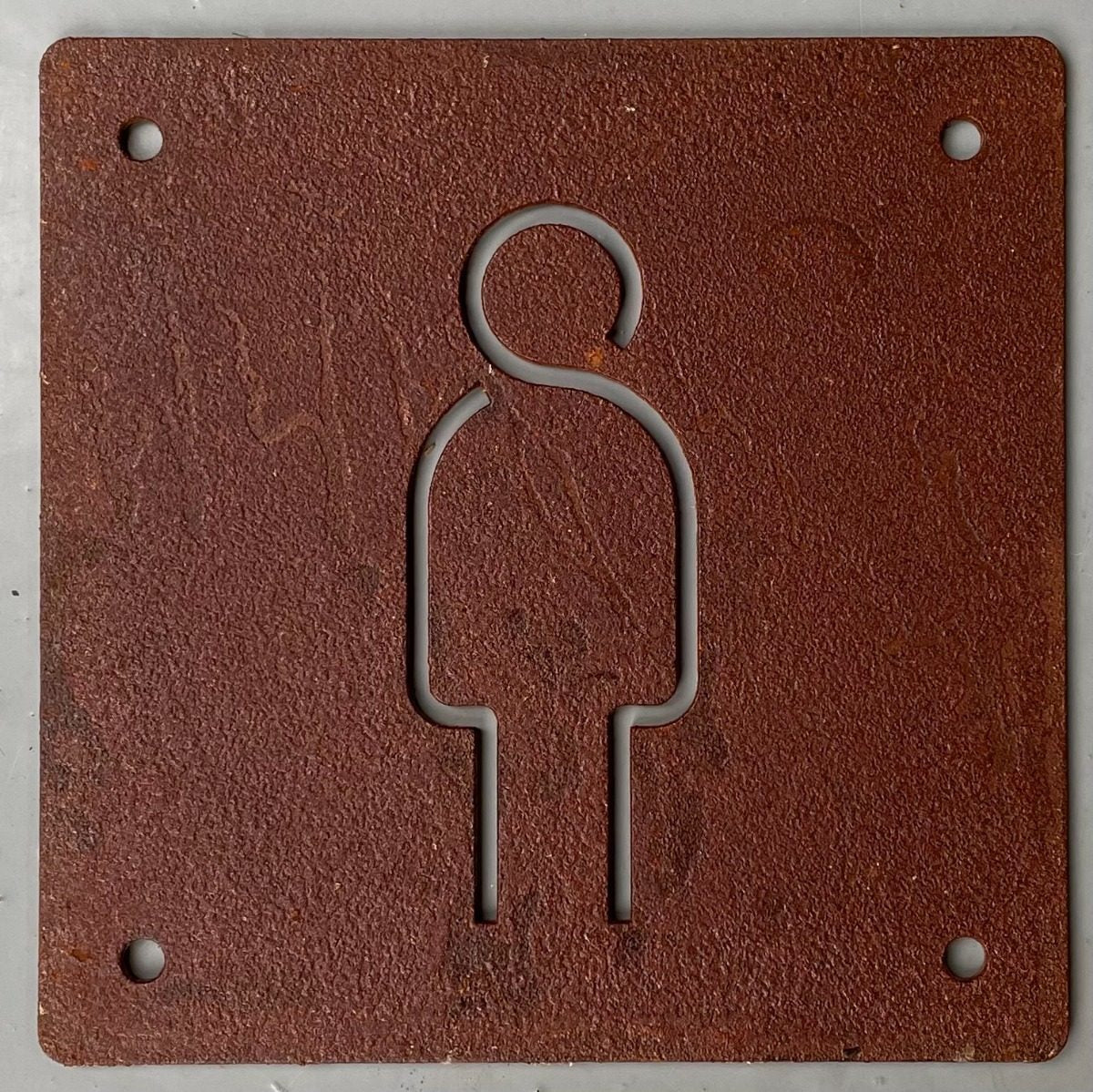 2 Placas Sinalização Wc Masculino/feminino Aço Corten 20cm.